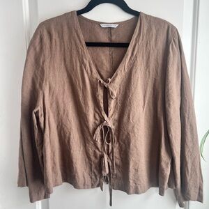 Linenfox Marina Tie Up Front Top in Cacao